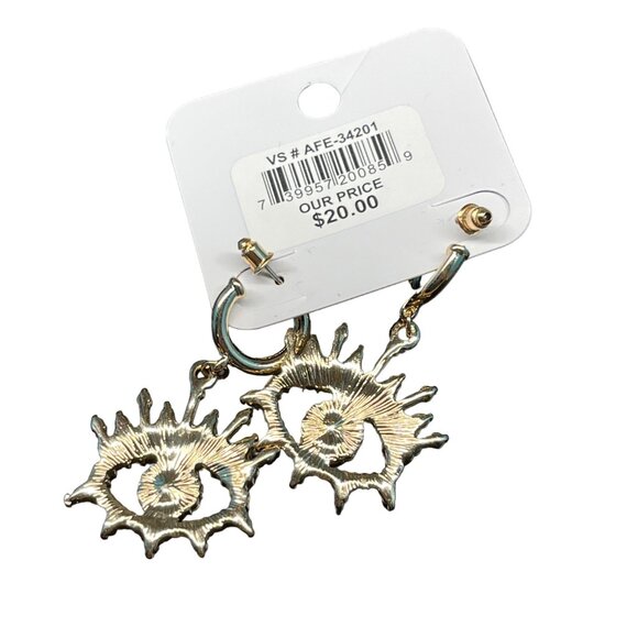 Charming Charlie MSRP Sunburst Hypoallergenic Earrings With Colorful Rhinestones - Picture 3 of 5